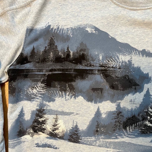 Northern Reflections Painterly Winter Scene Graphic Sweatshirt - Picture 4 of 11